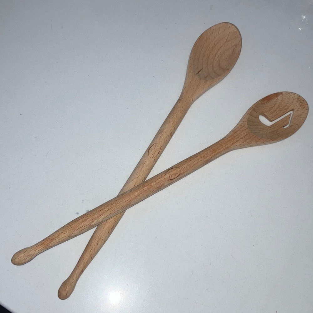 Cooking Wooden Spoons Set of 2 new handmade one has musical clef design